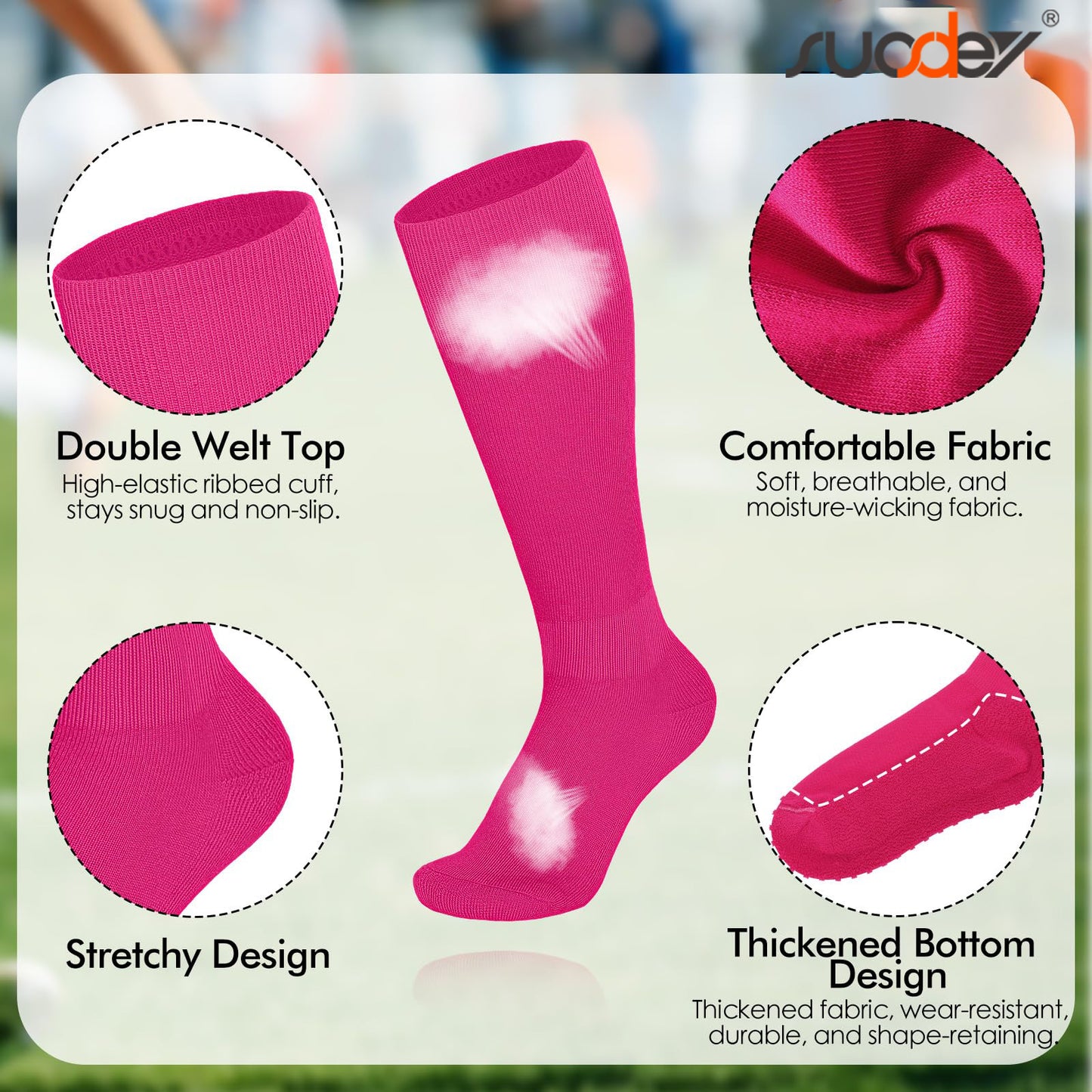 SUOSDEY Kid Baseball Belt and Socks,Toddler Youth Baseball Socks and Elastic Belt for 4-16 Years Old Boy Girl