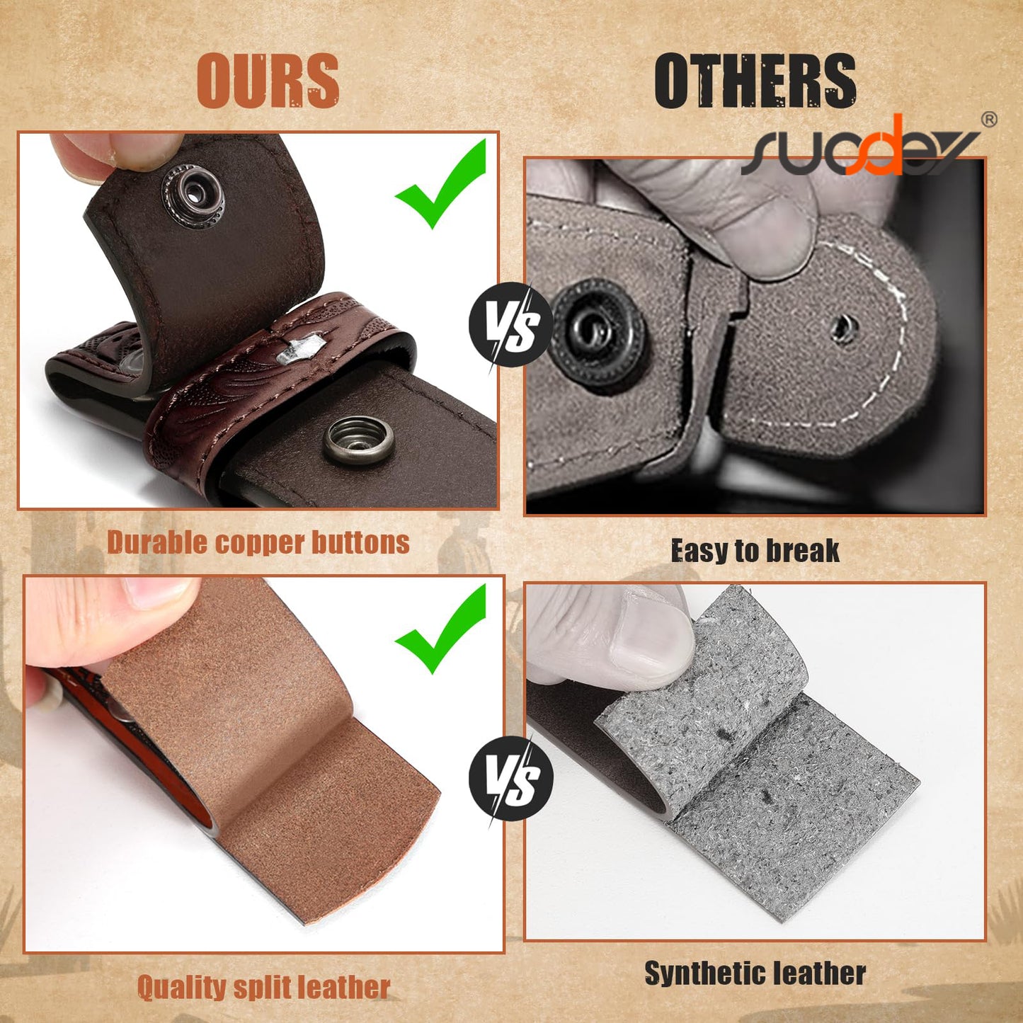 SUOSDEY Cowboy Western Belts for Men Women Floral Engraved Belt for Jeans Christmas Coffee Cowgirl Belt