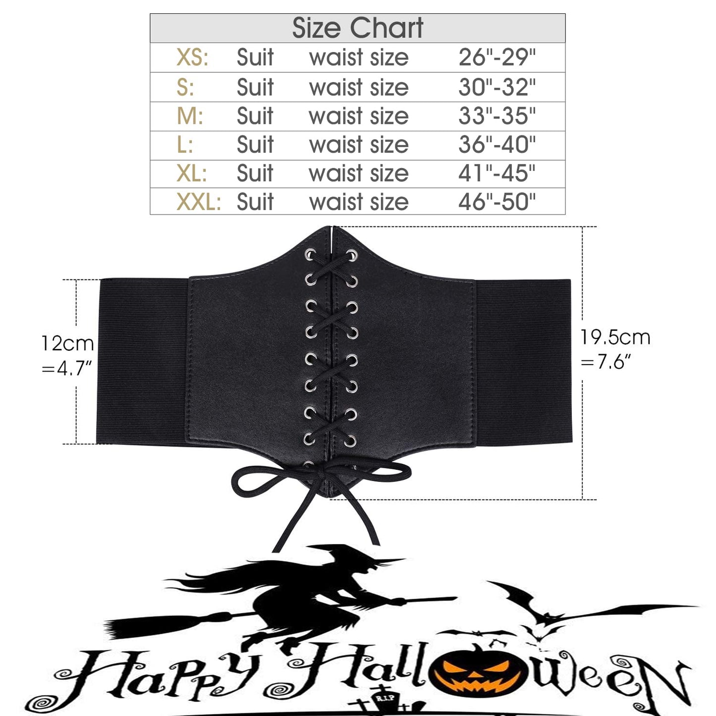 SUOSDEY Black Corset Belt for Women, Vintage Lace-up Elastic Waist Belt, Tied Waspie Wide Belt for Dresses