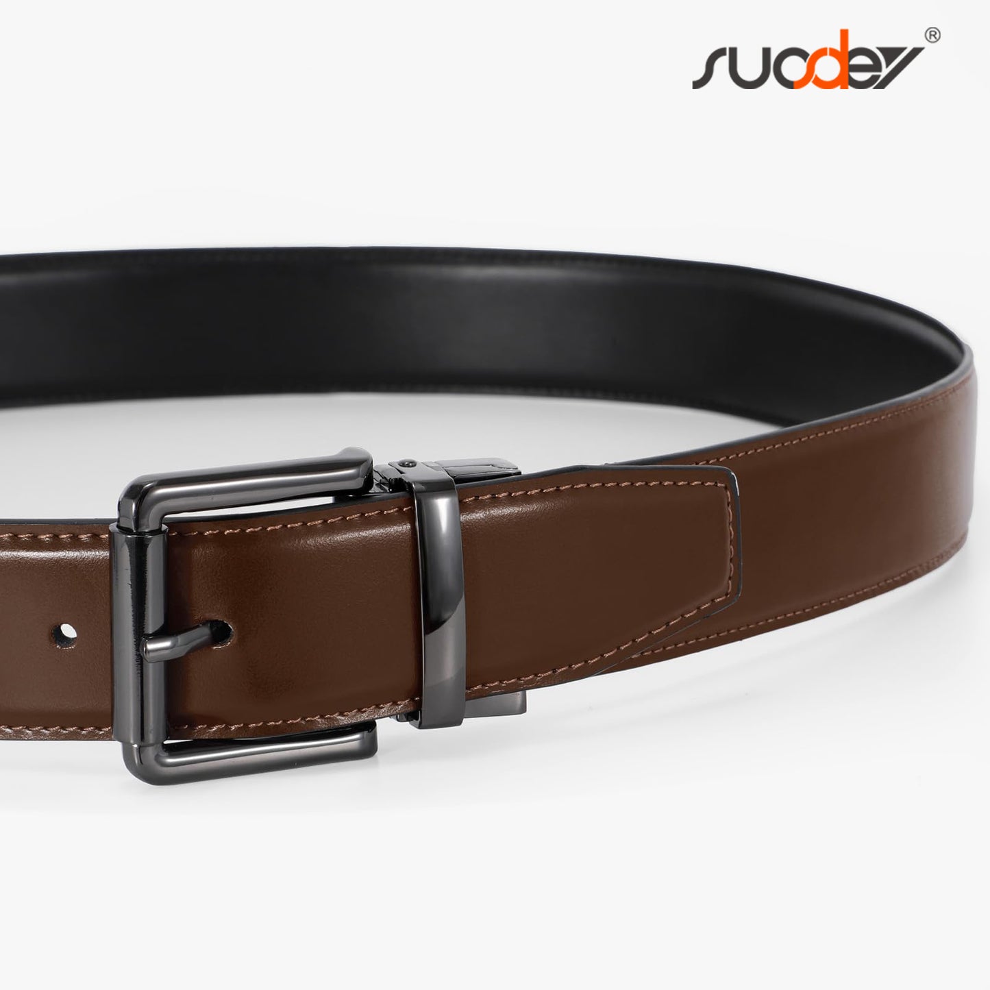 SUOSDEY Men's Belt, Reversible Leather Belts for Men Dress Belts,One Reverse For 2 Sides Casual Belt