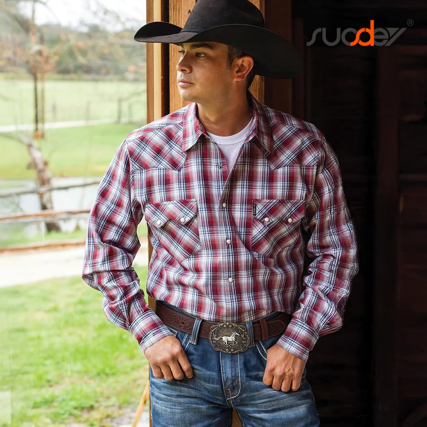 SUOSDEY Cowboy Western Belts for Men Women Floral Engraved Belt for Jeans Christmas Coffee Cowgirl Belt