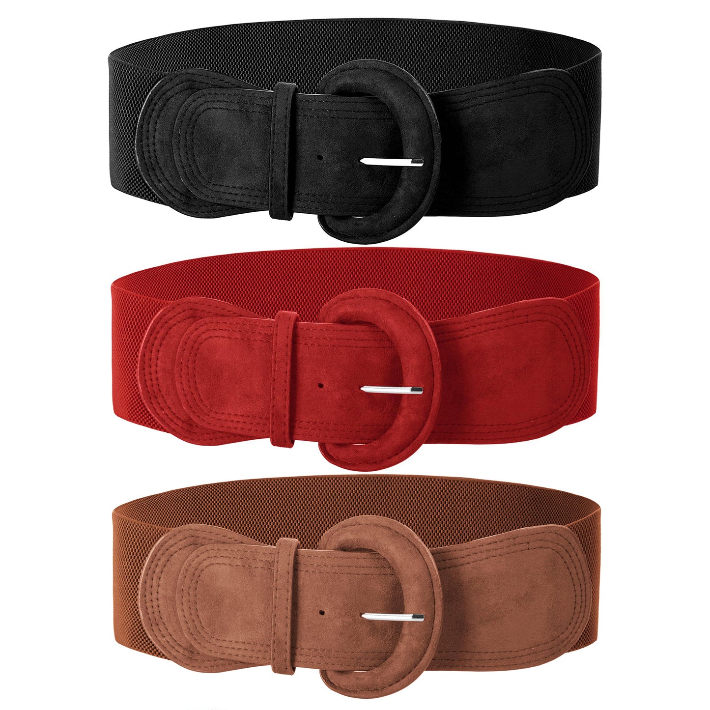 SUOSDEY Women's Elastic Wide Belt Suede Stretchy Wasit Belt for Dresses